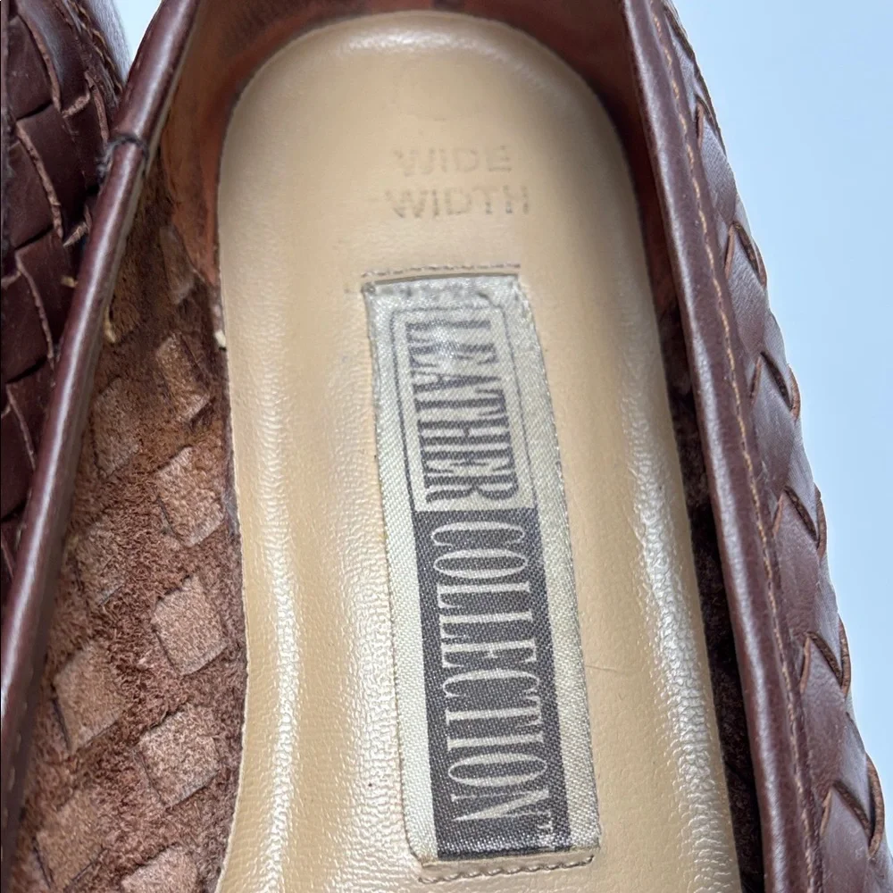 Leather Collection Vintage-Style‎ Woven Brown Ballet Flats Women’s W6 #0269